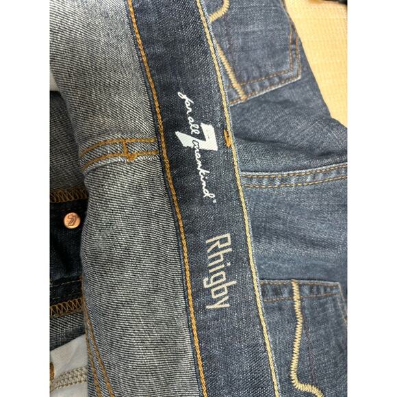7 For All Mankind Rhigby Jeans Mens 36 Blue Straight Stretch Button Fly Mid Rise - Picture 3 of 11